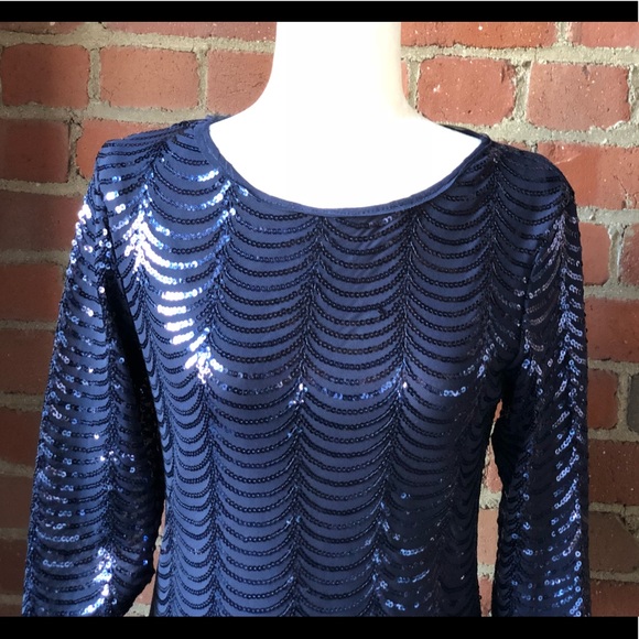 Chelsea & Violet Blue Sequin Scallop Hem Dress - Picture 7 of 8